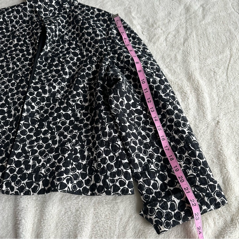 Lafayette 148 Cotton Silk Black White Geometric Circles Blazer XL (16) - Picture 8 of 14
